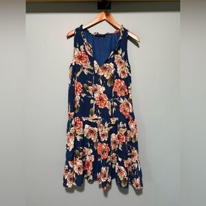 Sanctuary Floral Midi Dress in Blue and Orange